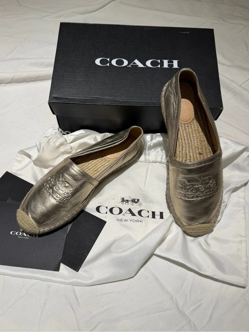Metallic Leather Espadrille Loafers -Women